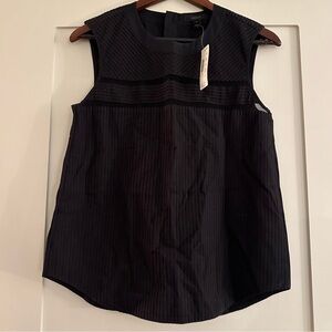 JCrew Sleeveless Pleated + Mesh Top with Zipper